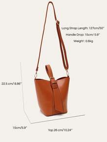 CEZIRA 优雅 PU 皮革时尚顶部手柄水桶包，配有可拆卸内衬包，长肩带斜挎单肩包，女士日常礼物，女士腰包，配有手机钱包套装，纯色腰包，时尚腰包，配有可拆卸肩带