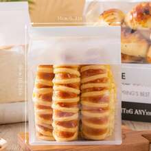 10個吐司袋附窗薄紙捲邊封口麵包片餐袋烘焙食品包裝袋 - 白色 - 查看 3