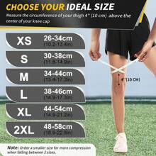 1 对篮球护膝，压缩长腿套运动装备，适用于排球棒球足球举重跑步等健身房配件膝盖支撑运动护膝健身房护膝 - 黑色 - 查看 2