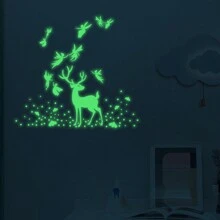 1pc Light switch Decal Glow in the dark moose animal pattern wall sticker Light Switch Decor mural paste - Multicolor - View 5