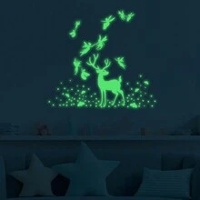 1pc Light switch Decal Glow in the dark moose animal pattern wall sticker Light Switch Decor mural paste - Multicolor - View 4