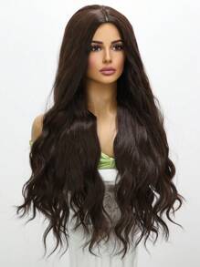 Extra Long Curly Synthetic Wig - Brown - View 2