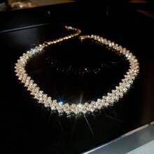 1 stuk In de mode Strass Chokerketting In Roze , Blauw , Paars , Goud En Zilver , Geschikt Voor Dames Naar Draag Feestjes En Dagelijks leven