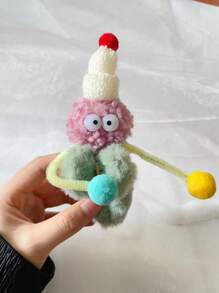 1入女士多色毛絨有趣髮卡，適用於髮髻，髮髮捲起來