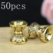 50入組金色珠子間隔器,0.24英寸,古銀色蓮花珠蓋,黃金蓮花珠蓋diy珠寶製作配件