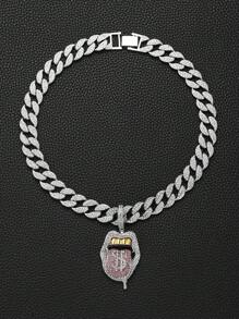 قلادة متدلية للرجال سبيكة شفاه شكل مع بديكور حجر الراين , هيب هوب أسلوب سلسلة الى ملابس يومية قطعة واحدة