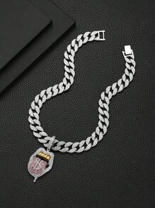 قلادة متدلية للرجال سبيكة شفاه شكل مع بديكور حجر الراين , هيب هوب أسلوب سلسلة الى ملابس يومية قطعة واحدة