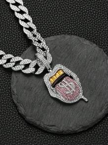 قلادة متدلية للرجال سبيكة شفاه شكل مع بديكور حجر الراين , هيب هوب أسلوب سلسلة الى ملابس يومية قطعة واحدة