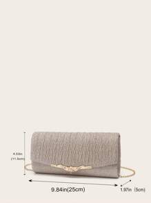 Women's Sparkling Shiny Envelope Clutch With Detachable Chain Strap - Champagne - View 8
