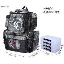 Sougayilang Fishing Tackle Backpack Waterproof Tackle Bag Storage with 4 Trays Tackle Box and Protective Rain Cover for Camping Hiking - Army Green - View 6