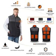 Winter Men's Warm Vest, 11 Zone Heated Vest USB Intelligent Dual Control Switch,Outdoor Soft Waterproof And Windproof Hunting Heated Vest (Battery Not Included) - Black - View 3