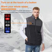 Winter Men's Warm Vest, 11 Zone Heated Vest USB Intelligent Dual Control Switch,Outdoor Soft Waterproof And Windproof Hunting Heated Vest (Battery Not Included) - Black - View 2