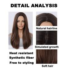 巧克力棕色渐变色，深色发根，20 英寸齐肩波浪发合成假发，无刘海，适合女性日常使用，派对度假，自然性感浪漫优雅简约休闲万圣节圣诞节角色扮演服装，耐热假发