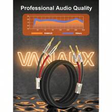Vanaux 高品質重錦編制揚聲器線纜,雙金鍍香蕉插頭和鍬形插頭尖端 - 無氧銅 - 黑與白 - 查看 6