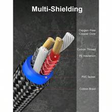 Vanaux 高品質重錦編制揚聲器線纜,雙金鍍香蕉插頭和鍬形插頭尖端 - 無氧銅 - 黑與白 - 查看 7