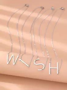 1 st. Rostfritt Stål 26 Halsband För kvinnor , Hänge Kedja Med Inledande brev Hänge , Smycke Presenter - Silver - Visa 5