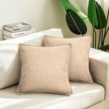 1pc Khaki Pillowcase (pillow Core Not Included) - Khaki - View 2