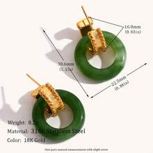 1對不受歡迎的ins風格豪華復古鍍金拼色亞克力耳環 - 綠色 - 查看 2