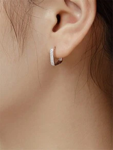 1 件聖誕禮物 S925 銀圓形方晶鋯石鑲嵌方形耳釘,時尚設計適合各種場合 - 100232 - 查看 4