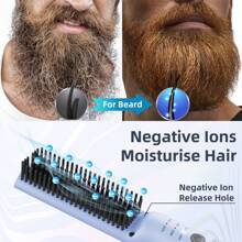 VIKICON Beard Straightener, 30s Quick Heat Beard Brush For Men, Mini Hair Straightening Combs W/Negative Ions, Portable/Fast/Anti-Scalding Hot Styling Tool For Long Medium&Short Beard, Gift For Men - Blue - View 6