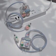 Juego De Fundas Protectoras Para Cargador De Conejo Azul Pequeño - transparente - Ver 2