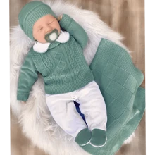 Nika Baby Saída de maternidade tricô verde chá