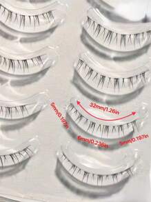5pairs/Set Natural & Fine False Eyelashes For Lower Lashes With Transparent Handle, 3d Mink False Eyelashes