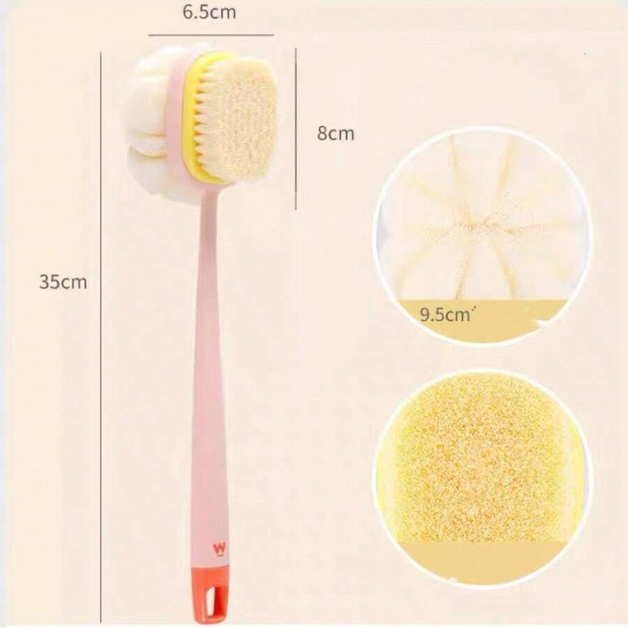 粉色沐浴刷用於擦洗背部,長柄柔軟刷毛淋浴刷