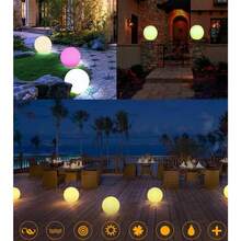8 Inch Solar Ball Light, Outdoor Glow Globe Lights Table Lamp with Remote Control, LED Night Light 10 Modes RGB Color Changing, Waterproof Solar Power for Garden Lawn Yard Pathway Decor - Blue - View 6