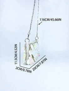 Handmade Shiny Iridescent Glitter Crossbody Bag With Chain Strap - Multicolor - View 2