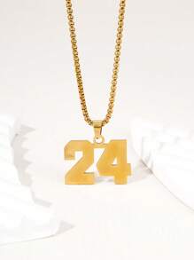 1 Pc Golden Digital Necklace For Men And Boys, Personalized And Customized Lucky Stainless Steel Knitted Baseball/Football/Basketball Digital Chain Pendant For Both Men And Women,If There Are Too Many Product Styles, Please Refer To The Actual Product Received