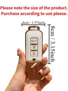 1pc Gold-trimmed White 3-button Tpu Car Key Protective Cover Case For Mitsubishi Cars - Multicolor - View 11