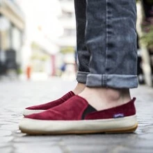 男士一腳蹬休閒樂福鞋、輕便防滑釣魚鞋、帆布莫卡辛運動鞋 - 紅色 - 查看 4