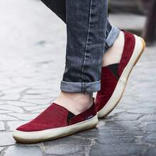 男士一腳蹬休閒樂福鞋、輕便防滑釣魚鞋、帆布莫卡辛運動鞋 - 紅色 - 查看 6