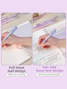 1pc 60 Sheets/120 Pages Loving Series Frosted Transparent Pp Loose-leaf Notebook, With Horizontal Ruled Lines, Available In A5/b5 Size With American Style Loose-leaf Clip, Waterproof. - Multicolor - View 6