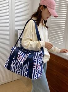 大容量牛津豹纹单肩托特包单肩行李包健身旅行瑜伽旅行包
