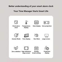 Projection Alarm Clock Smart Creative Multifunctional Lde Luminous Clock Projection Digital Clock For Living Room And Bedroom - White - View 6