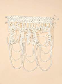 1 pieza Collar/Cadena de Body de perlas falsas blancas tejidas a mano, Collar de cuentas para mujer, Joyería de moda para boda, fiesta, pasarela