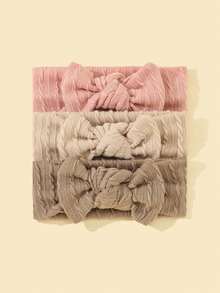 3入組嬰兒純色蝴蝶結頭帶新生兒嬰兒頭帶蝴蝶結兒童髮飾