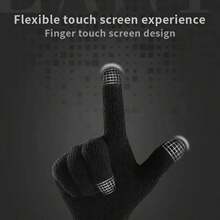 1對編織觸屏冬季手套,防風保暖,男女通用,韓國風格,舒適,三指靈敏,戶外運動手套