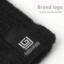 1對編織觸屏冬季手套,防風保暖,男女通用,韓國風格,舒適,三指靈敏,戶外運動手套