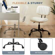 Sweetcrispy Armless Office Chair Adjustable Swivel Computer Mesh Desk Chair - White - View 6