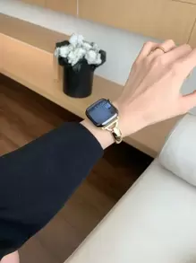 1pc Apple Watch Band Gold Women'S Bracelet , French Exquisite Design, Compatible With Apple Watch Se 12 3 4 5 6 7 8 9Series, Compatible With Apple Watch 38mm, 40mm, 41mm, 42mm, 44mm, 45mm, Luxury Metal Apple Watch Strap, Easy To Install And Disassemble Without Tools, Apple Watch Strap - Gold - View 8