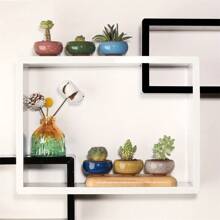 1個陶瓷多肉盆栽,小巧型設計帶排水孔,冰花釉陶瓷手工植物容器,家庭辦公室裝飾