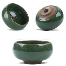 1個陶瓷多肉盆栽,小巧型設計帶排水孔,冰花釉陶瓷手工植物容器,家庭辦公室裝飾