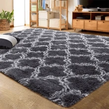 Geometric Pattern Carpet Long Hair Soft Skin Washable Carpet Easy to Clean Non-slip Carpet Modern Simple Wind Living Room Bedroom Sofa