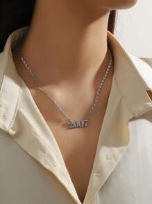 1入時尚不鏽鋼出生年份心形數字吊墜項鍊,適合女士生日禮物