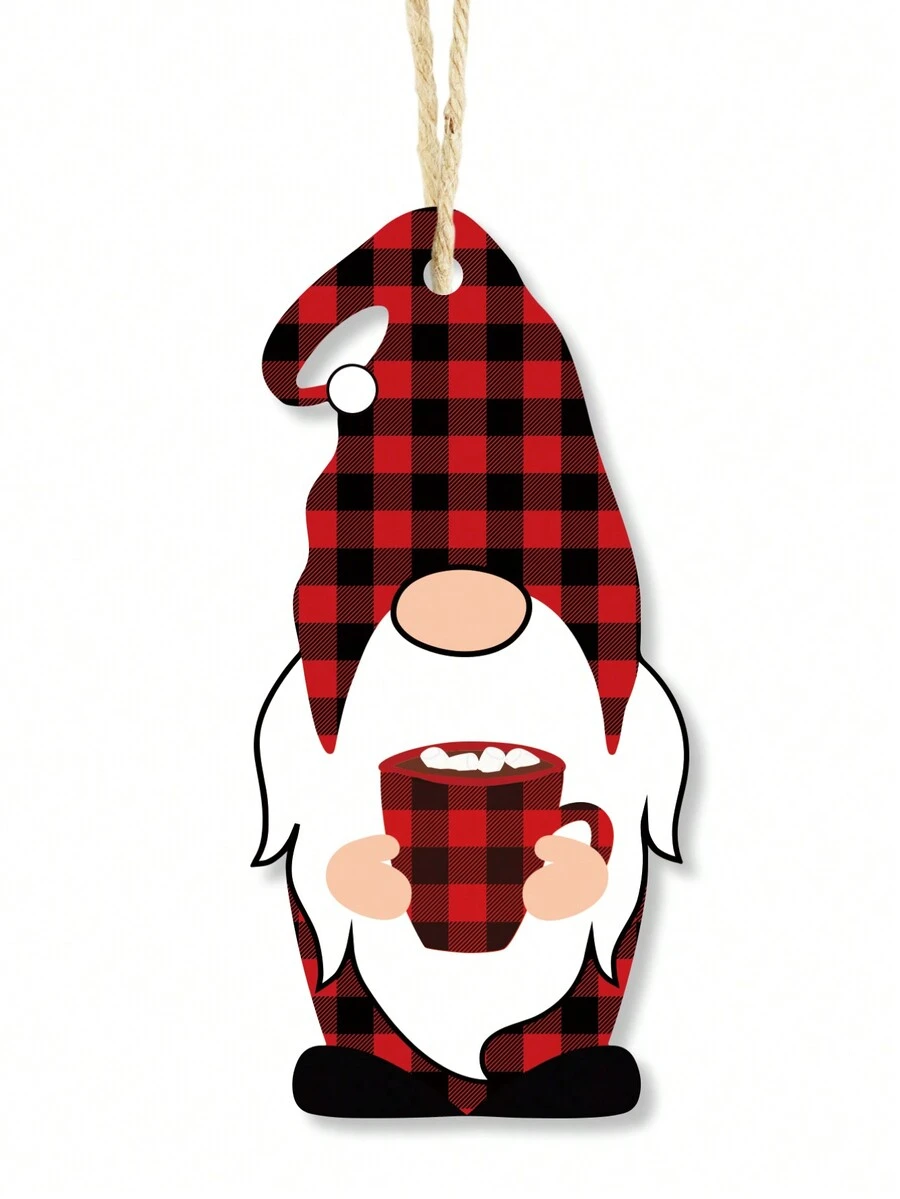 Putuo Decor 普陀裝飾1入組快樂假期木質掛飾,ho Ho Ho Joy Jingling Bell Gnome Reindeer Christmas Tree Stocking Snowman,木質牆藝裝飾,適用於家庭聖誕派對壁爐門廊農舍送禮