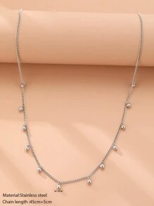 1條不鏽鋼項鍊,簡約迷你珠鏈,時尚優質輕盈奢華女士珠寶禮物,適用於派對
