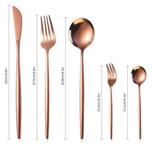 20pcs/set Rose Gold-colored Knife, Fork And Spoon Set - Rose Gold - View 2